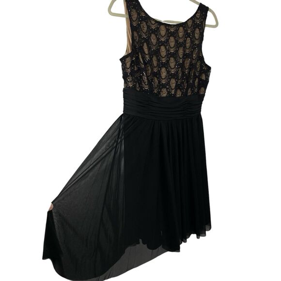 JH Evenings Sleeveless Lace Sequined Midi Dress Size 12 Black Full Skirt Event - Picture 2 of 12